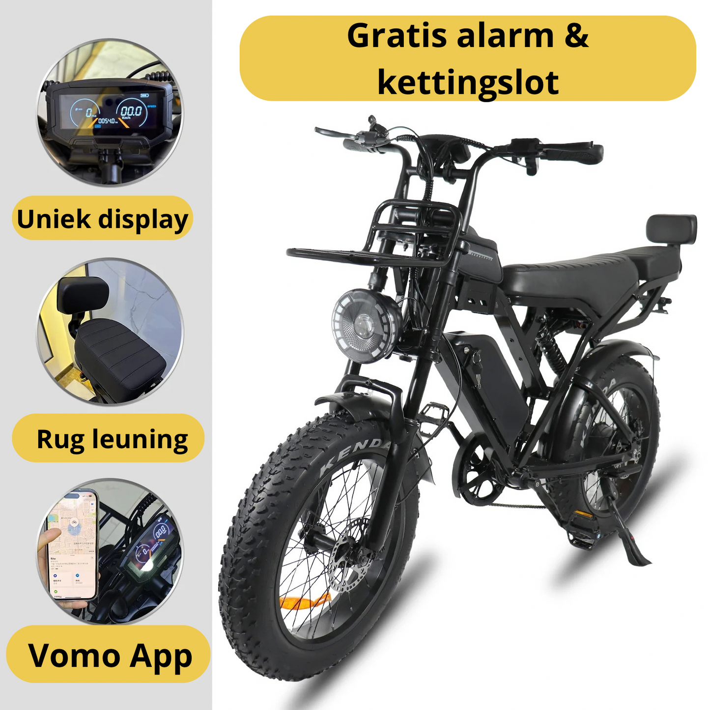 Fatbike VOMO X80 - Gratis GPS tracksysteem - Alarm - Kettingslot