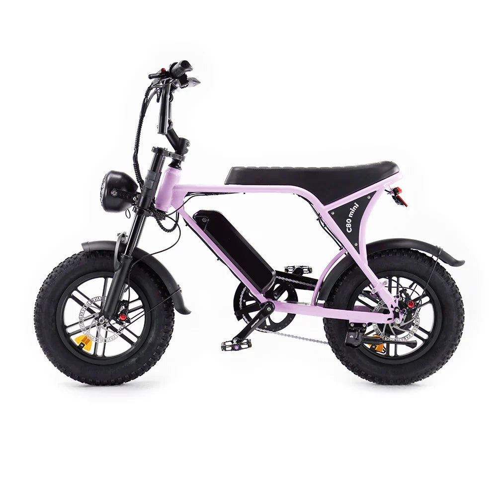 OUXI C80 Mini Fatbike Roze Hydraulische Remmen HeroFatbikes ouxi-c80-mini-fatbike-roze-hydraulische-remmen-herofatbikes
